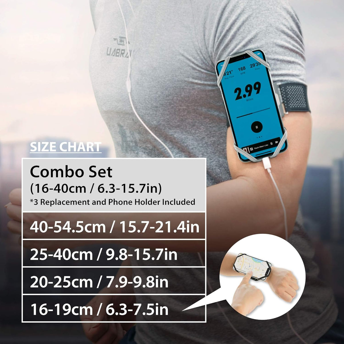 【Bone】 Run Tie Running Armband Phone Holder for Apple iPhone 14 13 12 11 Pro Max Mini XS XR X 8 7 Samsung Galaxy S10 S9 S8 Smartphone, Phone Size 4-6.7" (Black/Arm Size 9.8-15.7")