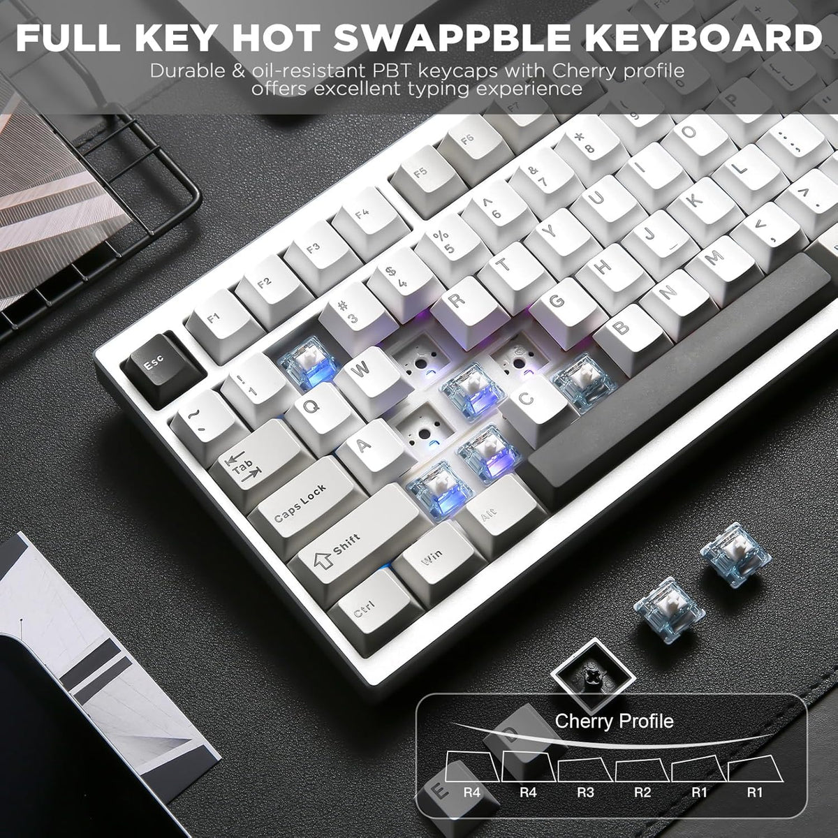 YUNZII AL80 Wireless Mechanical Keyboard,Full Aluminum CNC, Smart LCD Display,Hot Swappable Gasket Mount 75% Layout with Knob,BT/2.4G/USB-C,QMK/VIA Support for Win/Mac (Silver, Gateron Zero Switch)