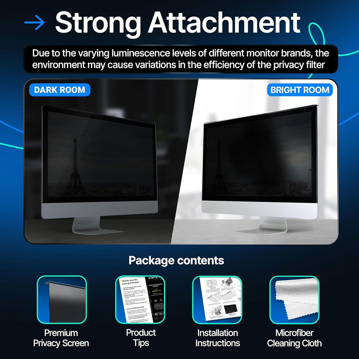 Acrylic 27 Inch Computer Privacy Screen Filter Compatible with 27 inch iMac (2012-2020) - 24.1" x 15.1" (612 x 384mm) - Monitor Frame Hanging Type