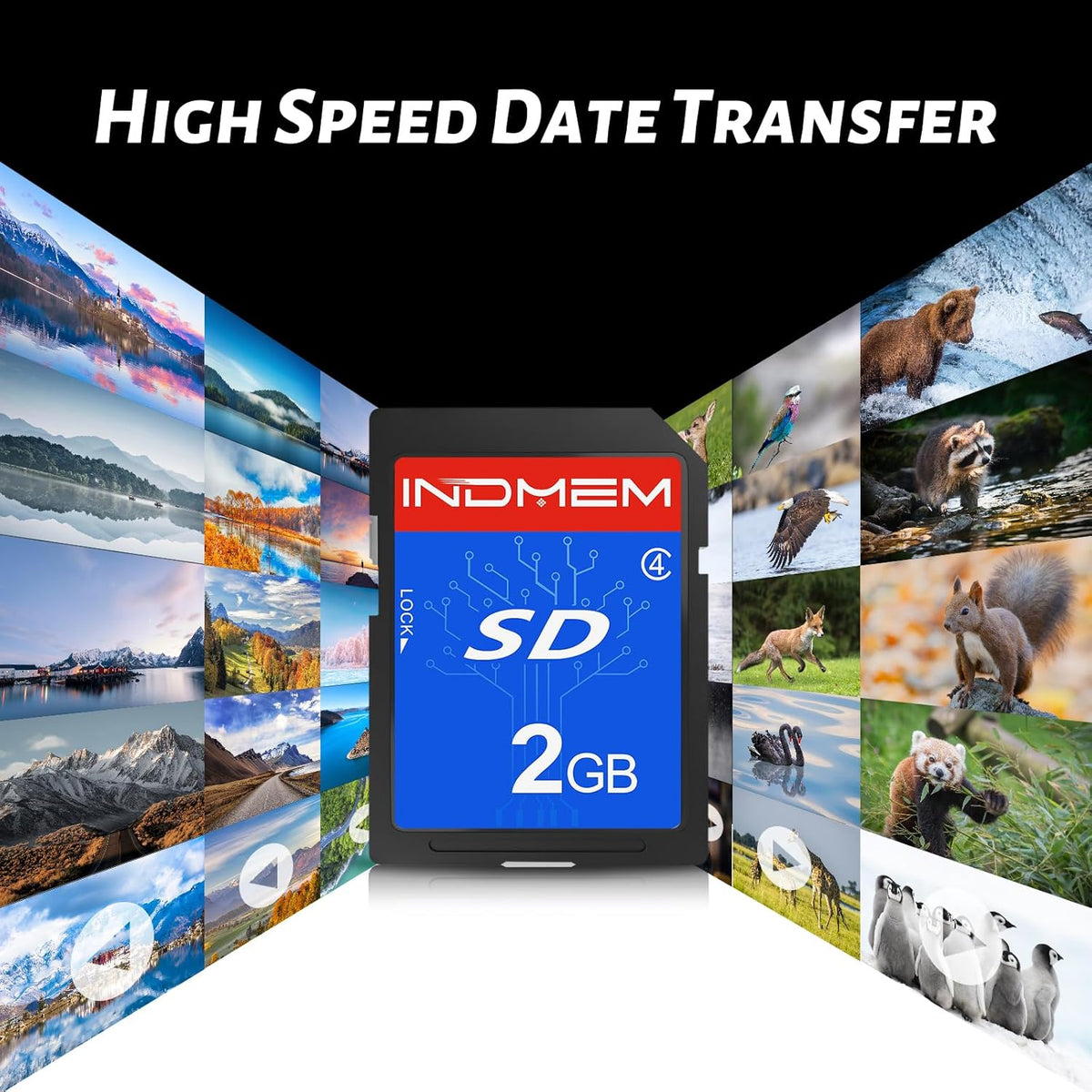 INDMEM SD Card 2GB, 6 Packs Class 4 2GB Flash Memory Card MLC Standard Secure Digital Cards Camera Card