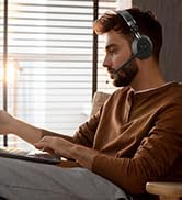 Wireless Headset with Mic for Work, Bluetooth Headphones with Microphone (Noise Cancelling) & Charging Base, Wireless Headset for Work from Home/Office/Call Center/PC/Computer/Teams/Zoom/Skype/Laptop