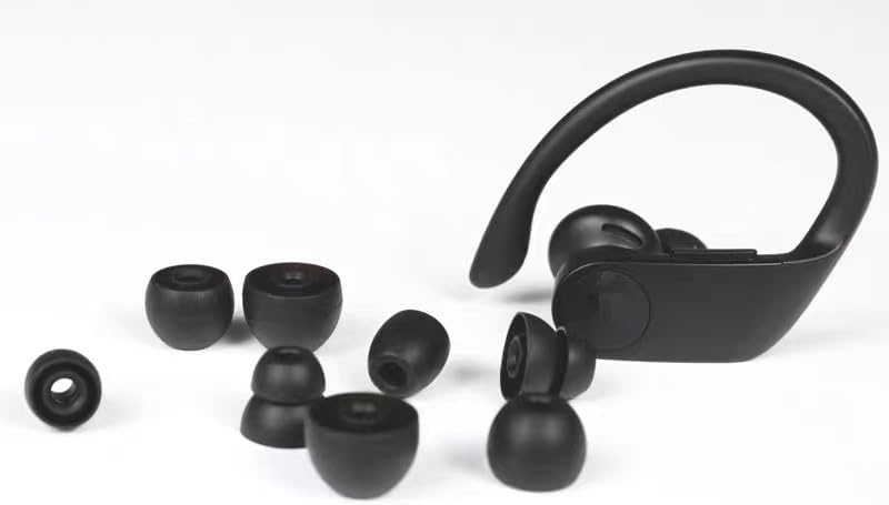 8 Pairs Replacement Silicone Earbuds Tips for Powerbeats Pro & Beats Flex/BeatsX Headphones, 4 Sizes Soft Flexible Noise Reduction Eartips Compatible with Beats Flex Earbuds Replacement Tips (Black)