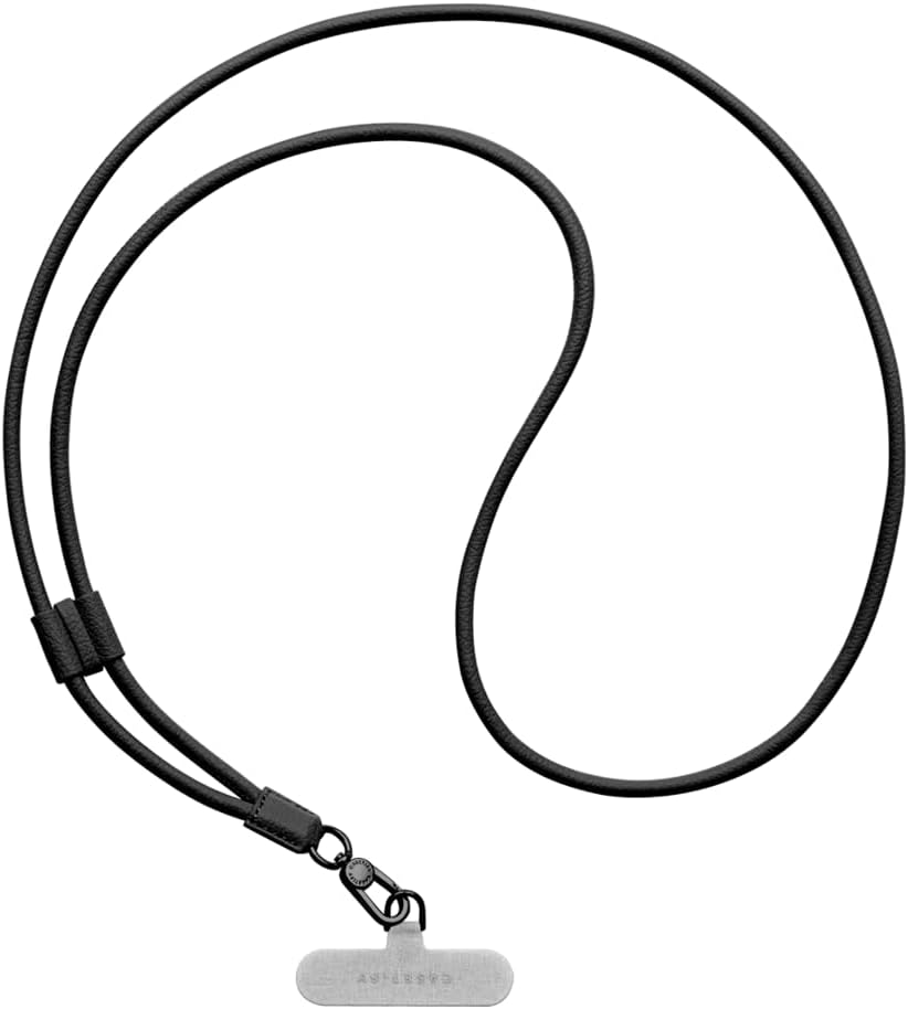 CASETiFY Pebbled Cord Phone Strap - Jet Black/Grige