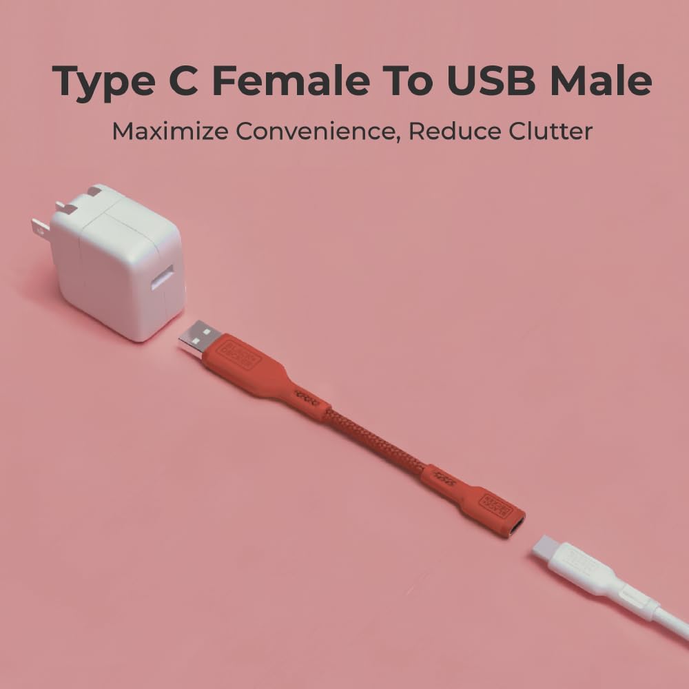 BLACK+DECKER USB C to USB Adapter [2 Pack], Type C Female to USBA Male OTG Cable USBA to USBC Adapter Apple Compatible with MacBook Pro/Air, iPhone 16/15 Series, Samsung Galaxy S24/S23/S22, Coral