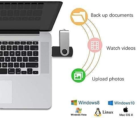 JUANWE 8GB USB Flash Drive 10 Packs, Bulk USB Sticks 2.0 Mutipack Metal Thumb Drive 360° Swivel Design, FAT32 Jump Drives Pen Drive Zip Drives for Data Storage - Black