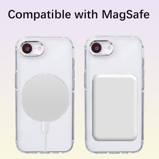 for iPhone 16e Case with Adjustable Phone Lanyard Strap, Compatible with MagSafe, Shockproof Military-Grade Protection, Magnetic Phone Case, Classic Clear White Hybrid Case, Yellowing Resistant