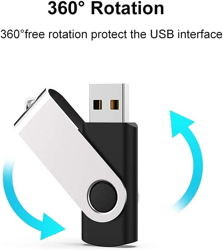 JUANWE 2GB USB Flash Drive 10 Packs, 2.0 Thumb Drives 360° Swivel Shell, USB Sticks Jump Drives for Storage, Mutipack Zip Drive Pen Drive for Computer/Car，Bulk Memory Sticks - Black