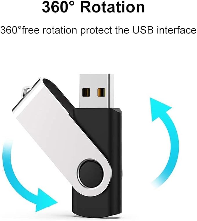 JUANWE 16GB USB Flash Drives 10 Pack Bulk Thumb Drives USB 2.0 Foldable 360°Swivel USB Storage Flash Drive Memory Sticks Jump Drive Mutipack Pen Drive Zip Drive Flashdrive for PC/Tablet Black