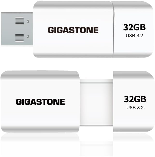 GIGASTONE 32GB Flash Drive (2 Pack) Z60 USB 3.2 Gen 1, 100MB/s Ultra Fast, Retractable Capless Slider Design, Data Storage, Backup for PC/Mac/TV/Car Audio, USB 2.0/3.0/3.1 Compatible