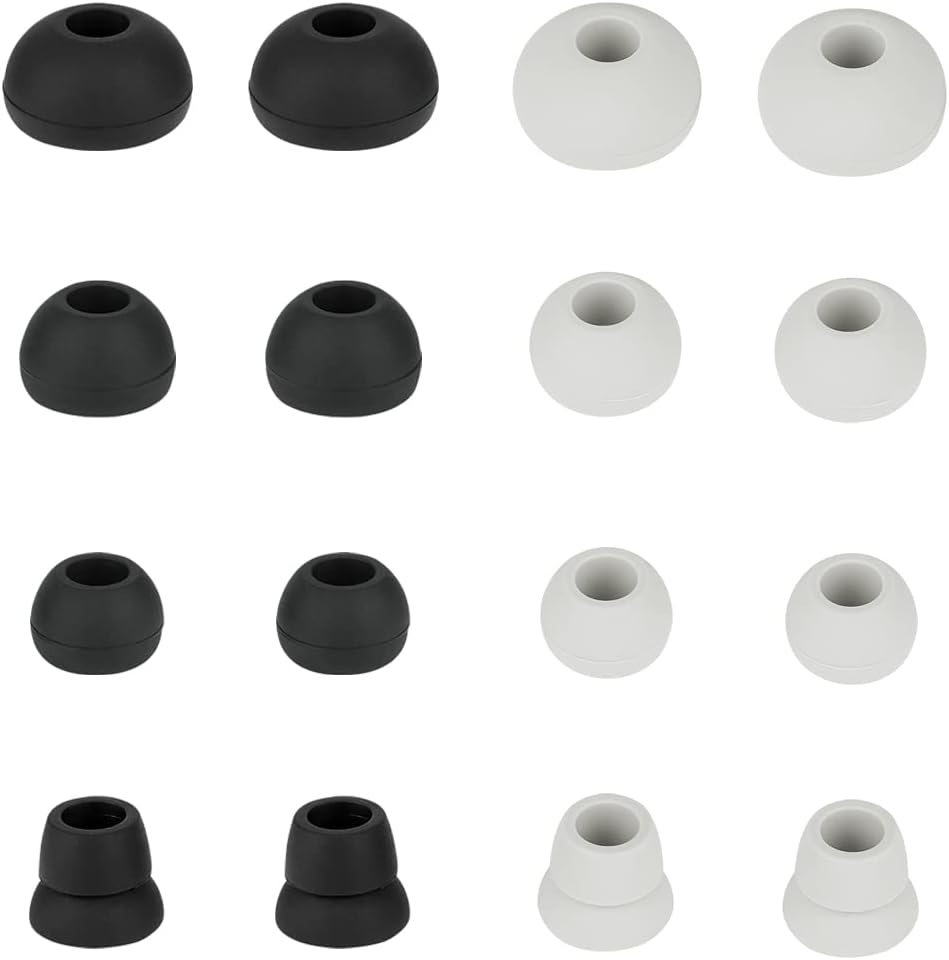 8 Pairs Replacement Earbud Tips Earbud Covers Silicone Tips Compatible with Powerbeats 1/2/3 Wireless Beats by Dre Headphones,Earbud Replacement Tips(Black+Light Gray)
