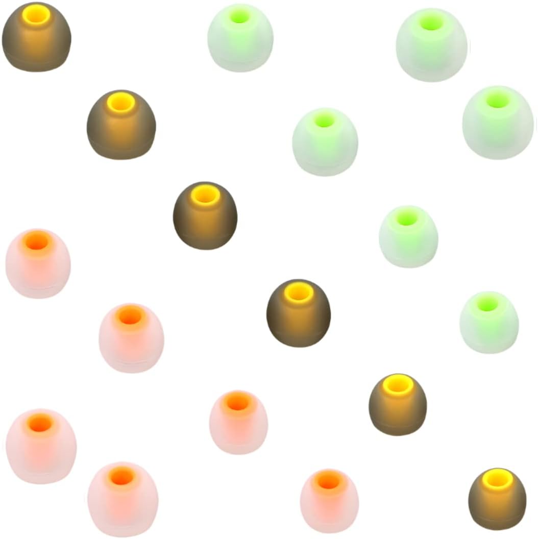 Silicone Earbud Tips Replacement (S/M/L) - Fit for Inner Hole 3.8mm-5.1mm - 9 Pairs - Headphone Ear Tips - Yellow, Orange, Green