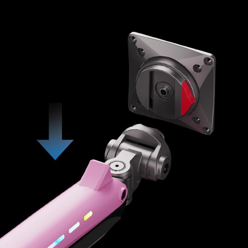 Gaming Monitor Arm for Flat/Ultrawide/Curved Monitors 32 to 60 inch, Heavy Duty Monitor Stand Load up to 20 kg, VESA 75/100 mm Mount (Fantasy Pink)