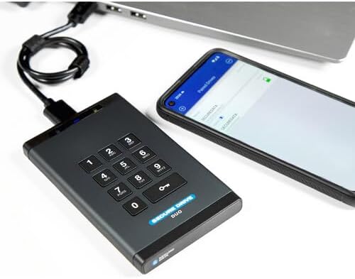 SecureData SecureDrive DUO 2 TB Encrypted External Hard Drive SSD FIPS 140-2 Level 3 Unlock via Keypad or Mobile TAA Compliant CJIS HIPAA CMMC GDPR Compliant | External Hard Drive Port : USB 3.0