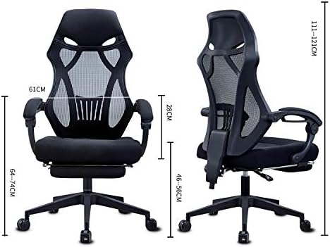Office Chair Gaming Chair Computer Chair Ergonomic Mesh Office Chair High Back Computer Chair Desk Chair Mesh Chair with Thick Cushion Soft Adjustable (Color : Argento)