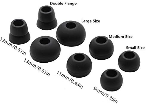 8 Pairs Replacement Silicone Earbuds Tips for Powerbeats Pro & Beats Flex/BeatsX Headphones, 4 Sizes Soft Flexible Noise Reduction Eartips Compatible with Beats Flex Earbuds Replacement Tips (Black)