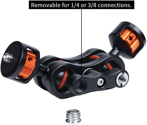 AFEFT 1/4" 360 Articulating Magic Arm with Double Ball Heads, Screw Mount with Non-Slip Rubber Rings, Swivel Monitor