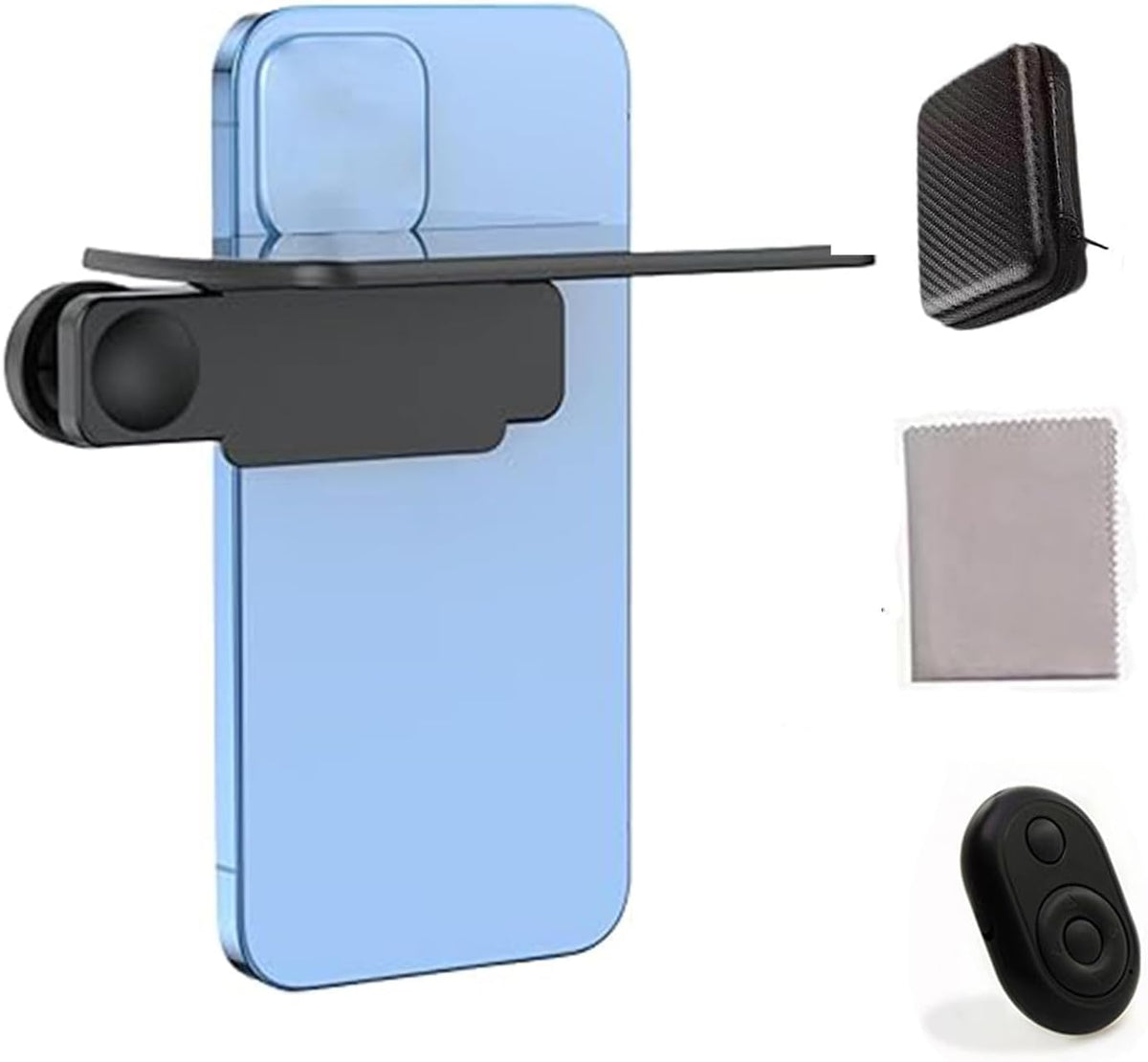 Mirror Effect Lens - Capture Stunning Reflections Instantly, Mirror for Phone to Use Back Camera, Reflection Mirrors for iPhone with Adjustable Hd Glass (Black)