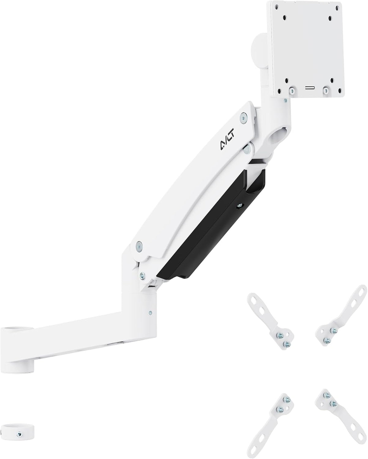 AVLT Single 57 Inch Heavy Duty Monitor Arm Add-On Kit for Pole Top Mount-White, Fits 1.38" Pole, for Super Ultrawide Screen, Supports 59.5lbs (27kg), VESA Compatible, Workspace Upgrade Extension Arm