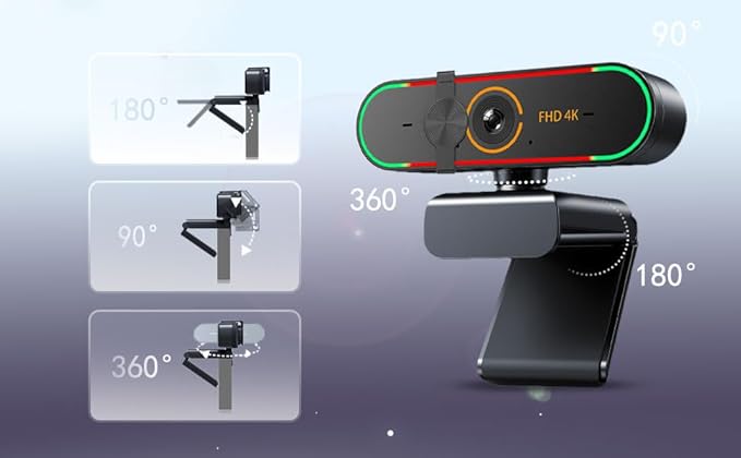 4K Webcam for Video Recordingwith Microphone &amp Privacy Cover &amp Plug&ampPlayWorks Zoom/Teams/Skype/Google Meet