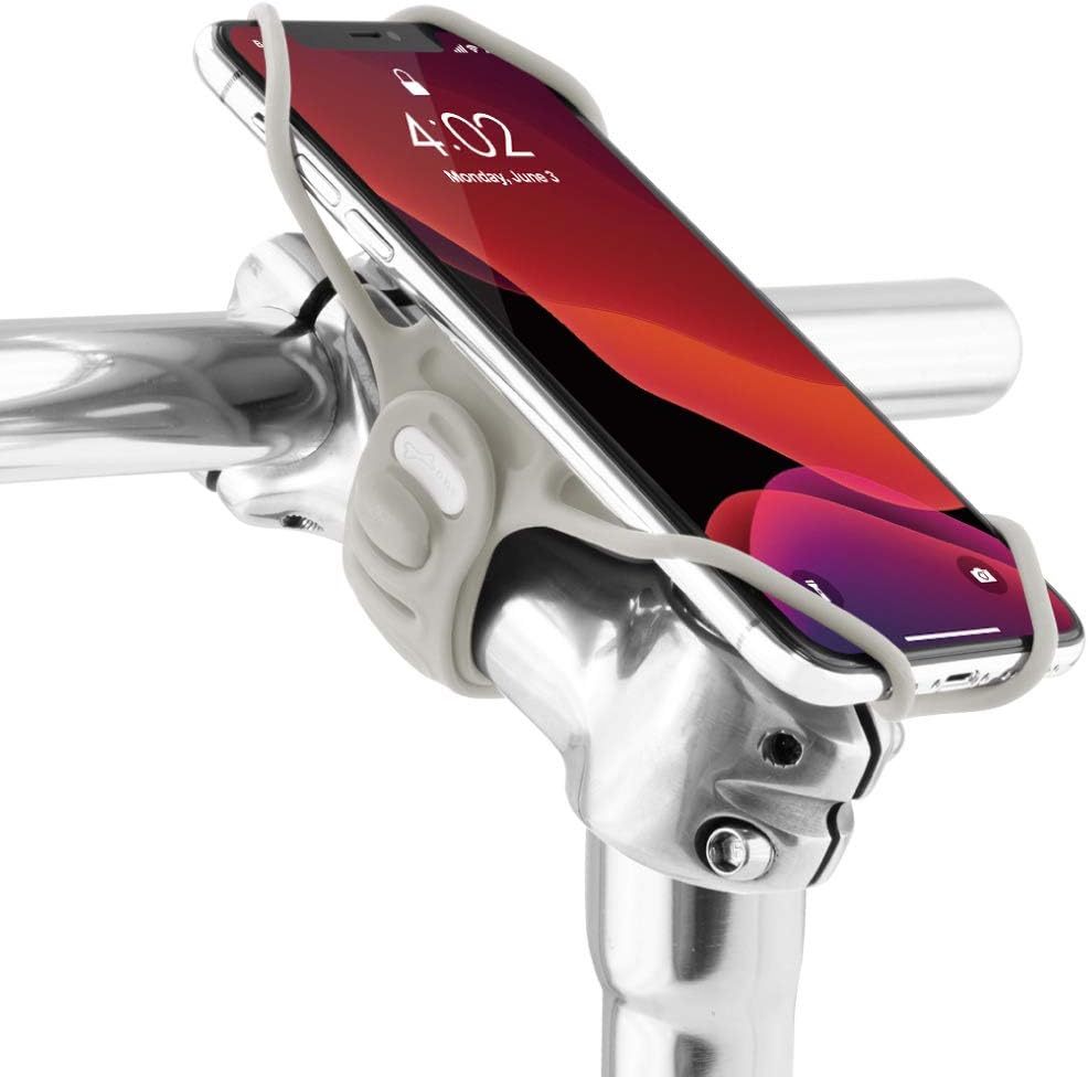 BONE Bike Tie Pro 3, Bike Cell Phone Mount for Stem, Scratch-Free Silicone Holder with Shock-Absorbing Design, Universal Cycling Phone Holder Compatible with Most Smartphones (Gray - Stem)