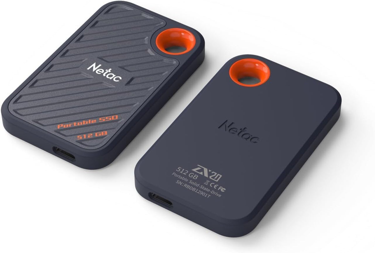 Netac 512GB Extreme Portable SSD External Solid State Drives Up to 2000MB/s Read 1700MB/s Write Speed, USB 3.2 Gen.2 Business Travel Essential Supports Win to Go Dust-Resistant