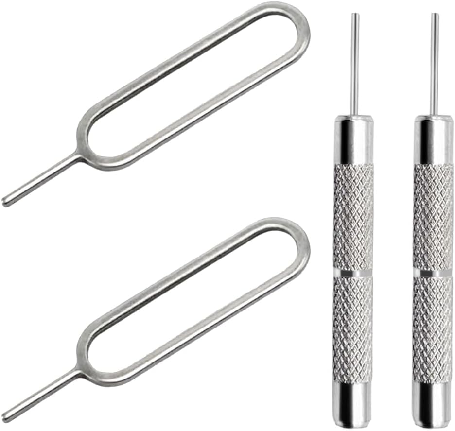 4 Pcs SIM Card Removal Openning Tool Tray Eject Pins Needle Opener Ejector Compatible with All iPhone Apple iPad HTC Samsung Galaxy Cell Phone Smartphone Watchchain Link Remover (Style A)