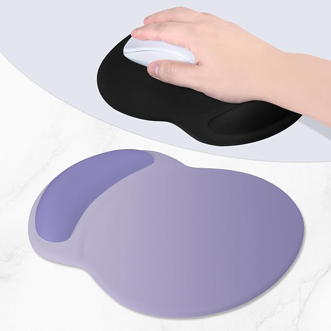 ITNRSIIET Ergonomic Mouse Pad with Comfort Gel Wrist Rest, Non-Slip PU Base, Smooth Textured Surface, Reduces Hand Fatigue & Wrist Pain, 8.7 x 7.2 Inch for Office Gaming Home, Purple Gradient
