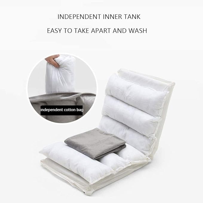 Adjustable 5Position Floor Chair-Pillow Gaming Chair-Comfortable Back Support-Cushion Dorm Rocker-Gamer-Comfy for Reading Game Meditating-Simplicity Style-and Free Long Bolster Pillow (RED)