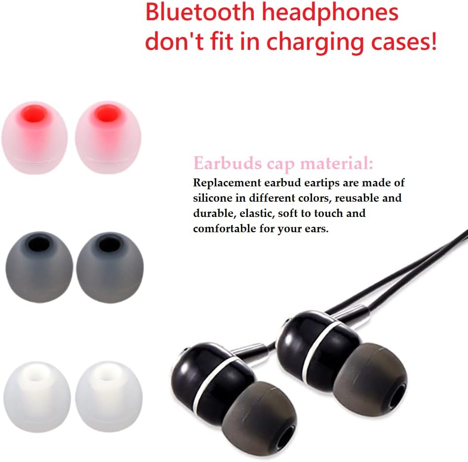 Silicone Earbud Tips Earbuds Replacement Ear Tips Gels Bud for Popular in-Ear Headphones Other Inner Hole from 3.8mm - 5.1mm Earphones 9 Pairs S/M/L