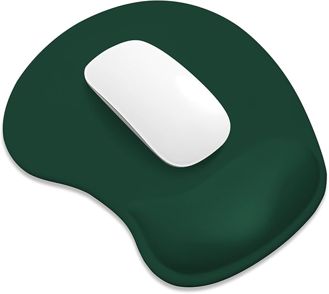 ITNRSIIET Ergonomic Mouse Pad, Cushioned Gel Wrist Rest, Non-Slip Base, Smooth Surface, Cute Multi-Color, 9.5 x 8.2 in, Deep Green