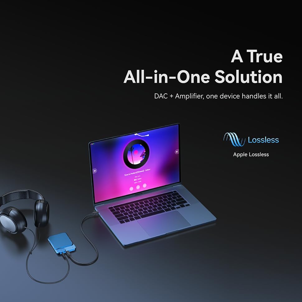Khadas Tea Portable Headphone Bluetooth Amplifier,HiFi Hi-Res DAC USB Bluetooth 5.0, LDAC/aptX HD, PCM, DSD, MQA 32bit/384KHz ESS ES9281ACPro Qualcomm QCC5125 (Teal Blue)