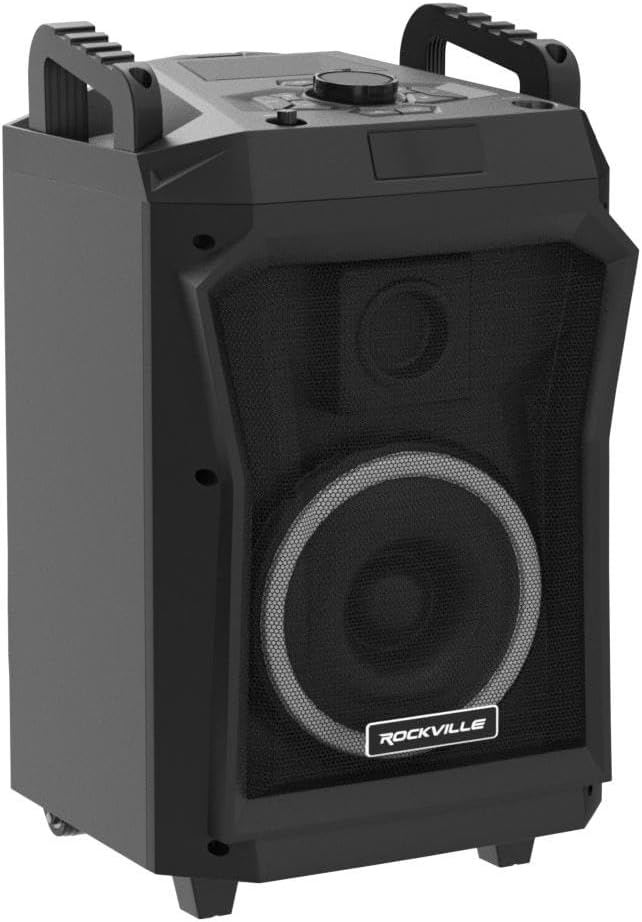 Rockville ROCKNGO 800 10" Portable Bluetooth Speaker, LED Lights, Wheels, Mic Priority, for Parties and Outdoor Events