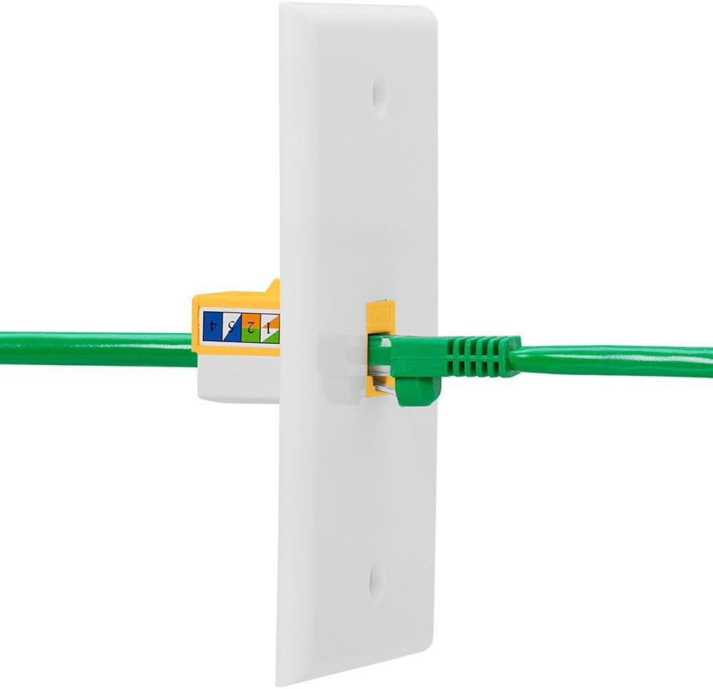 Cmple - RJ45 Keystone Jack 90 Degree Cat5e Keystone Jack Insert Punch Down RJ45 Connectors Female for Wall Plates, Patch Panels, Patch Cables, Ethernet Cables - Yellow