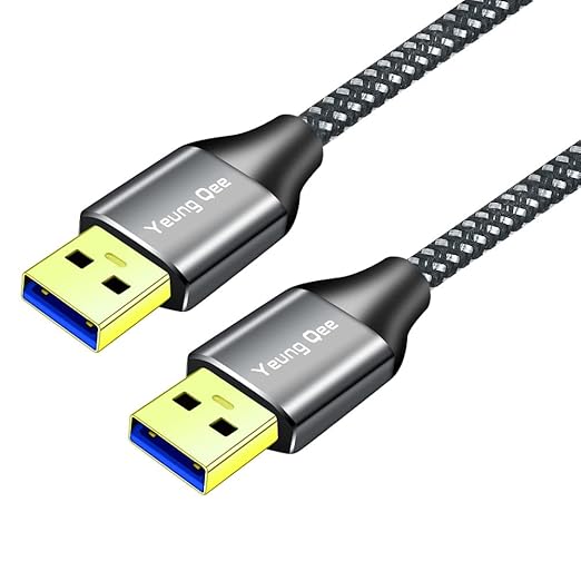 Yeung Qee USB 3.0 A to A Male Cable 1.5 ft,Super Speed Type A Male to Male Cable USB 3.0 Double End USB Cord for Hard Disk, Cameras,Laptop Cooler, DVD Player and More (1.5FT/0.5M)