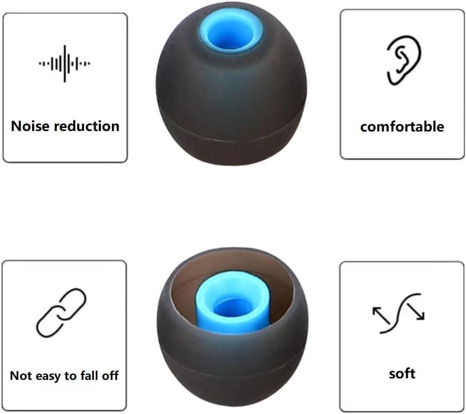 Earbuds Replacement Tips Silicone Earbud Tips Ear Gels Fit for Inner Hole from 3.8mm - 5.1mm Earphones 9 Pairs S/M/L Black-Blue