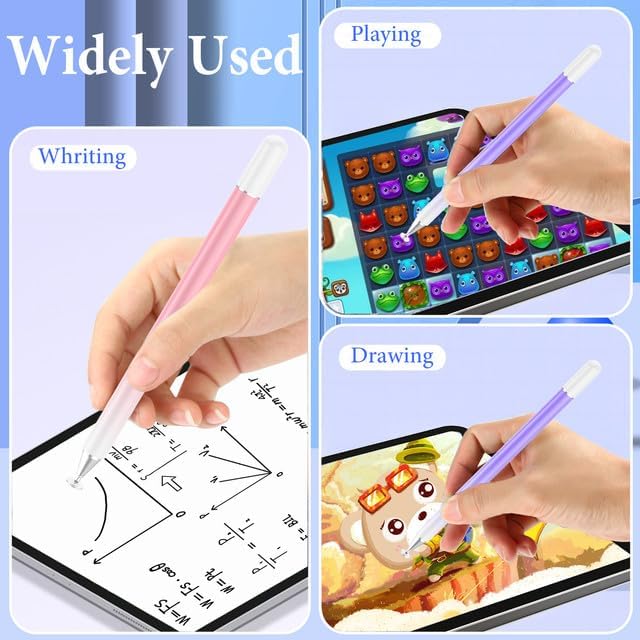 Stylus Pens for Touch Screens(2PCS), Luntak High Precision Magnetic Disc Universal Stylus Pen for iPad, 2 in 1 iPad Pencil Compatible with iPhone/Pad/Android and Most Touch Screen(Pink/Purple)