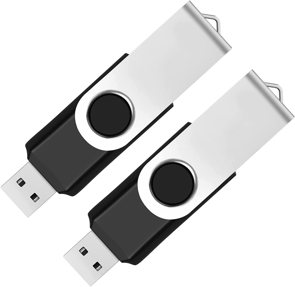 2 Pack 32GB USB Flash Drive USB 2.0 Thumb Drives Jump Drive Fold Storage Memory Stick Swivel Design - Black
