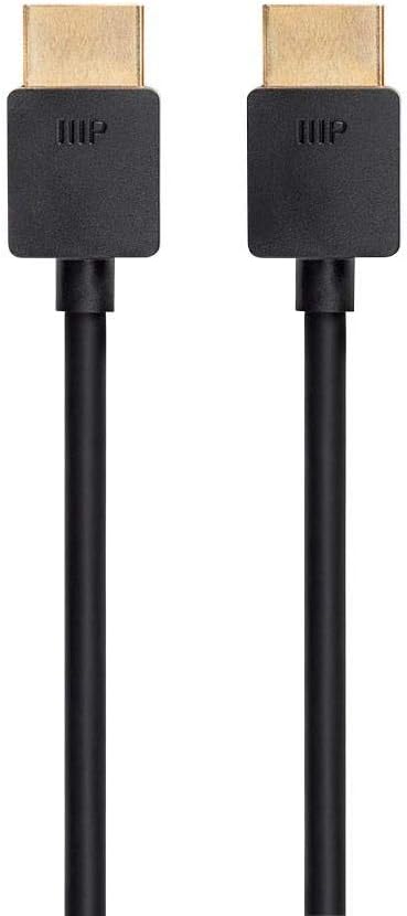 8K 2.1, 8K@60Hz, 4K@120Hz, 48Gbps, 2ft, Monoprice Ultra High Speed Slim HDMI Cable - HDMI HDR, VRR, Black