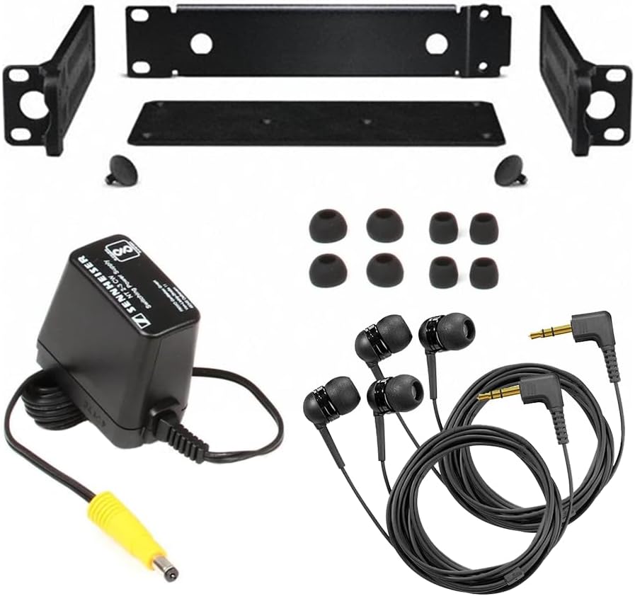 Liquid Audio Sennheiser ew IEM G4-Twin-A Wireless in-Ear Monitoring System Bundle w/Pig Hog PHM10 8mm Mic Cable, 4-Pack Blucoil AA Batteries Polishing Cloth