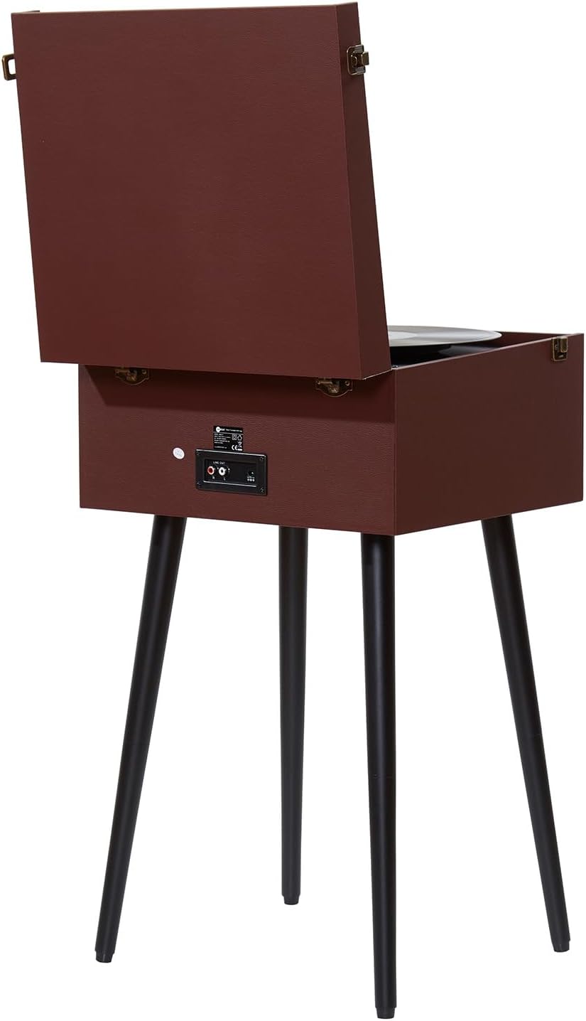Arkrocket 3-Speed Bluetooth Record Player Retro Turntable with Built-in Speakers and Removable Legs [ Limited Edition ] (Brown)