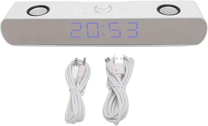 GOWENIC Computer Speaker Bluetooth Computer Speaker for Laptop Support USB AUX Sound with Alarm Clock FM Radiofor Computer Desktop PC Laptop (White)