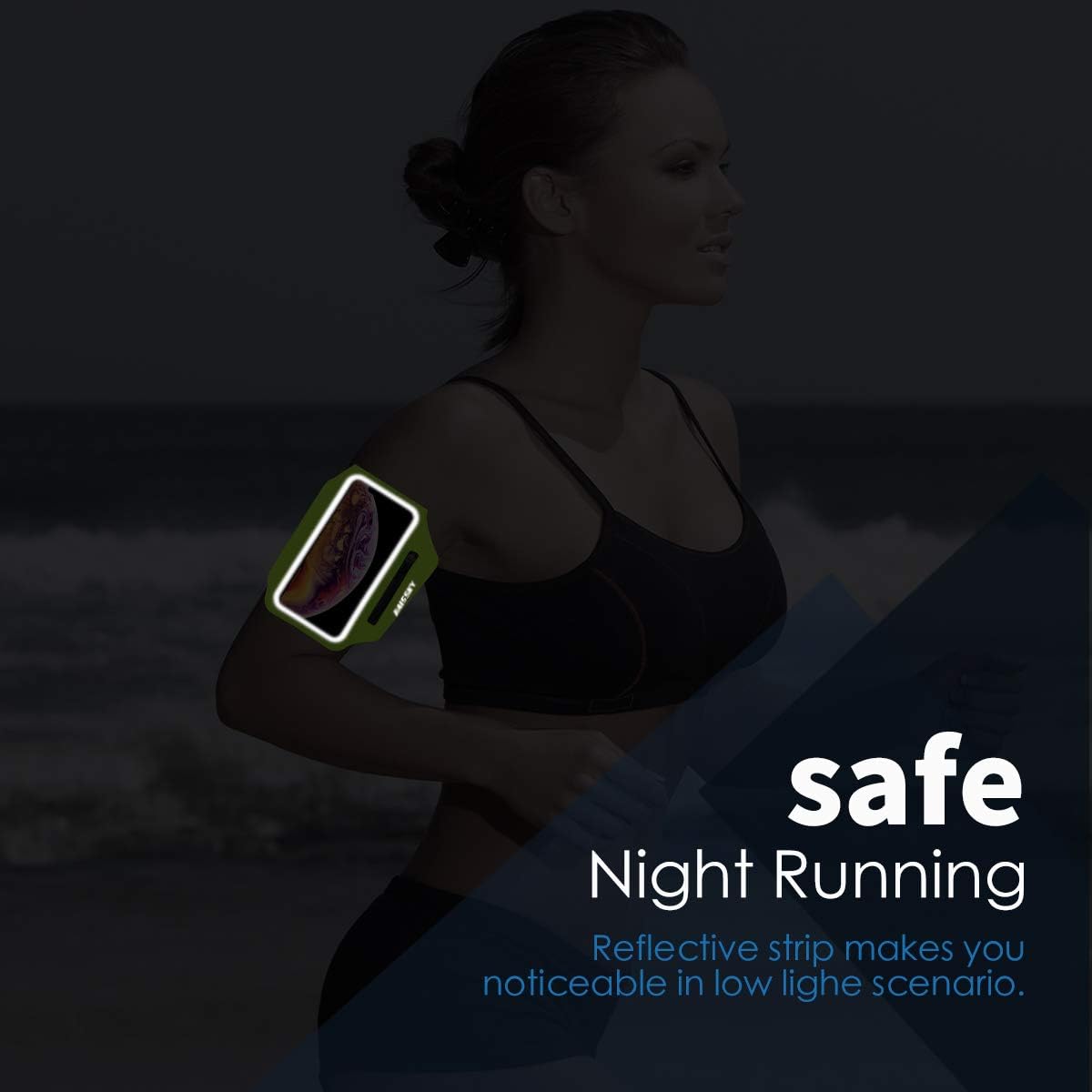 Running Armband with Earphone Bag Cell Phone Armband for iPhone 16 15 Pro 14 Plus 13 11 XR XS, Galaxy S24/S10 Water Resistant Sports Phone Holder Case & Zipper Slot Car Key Holder for 6.7 inch Phone