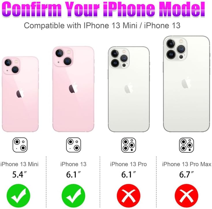 AGVEE 3+3 6 Pack for iPhone 13 6.1 inch / 13 Mini 5.4 inch Camera Lens Cover Protector, Bling Diamond & Bling Glitter Metal Ring 9H Tempered HD Glass Camera Cover Protector Film, Bling-Pink