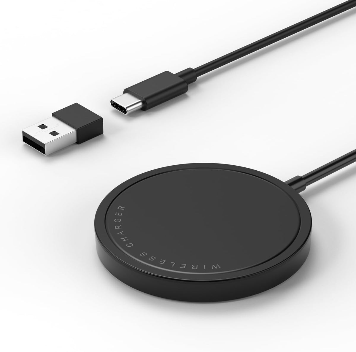 Magnetic Wireless Charger for iPhone 15W Max Fast Mag-Safe Wireless Charging Pad Compatible with iPhone 16/16 Plus/16 Pro/16 Pro Max/15/14/13/12 Series with USB-A Converter Black