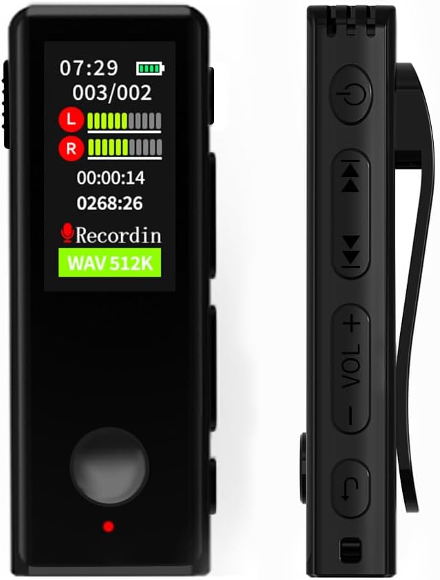 64GB Lavalier Recorder - Recording with Playback Digital Voice Recorder Ideal for Meetings/Lectures/Interviews Password Protected Portable Mini Recorder with USB, MP3 Audio Recording Device