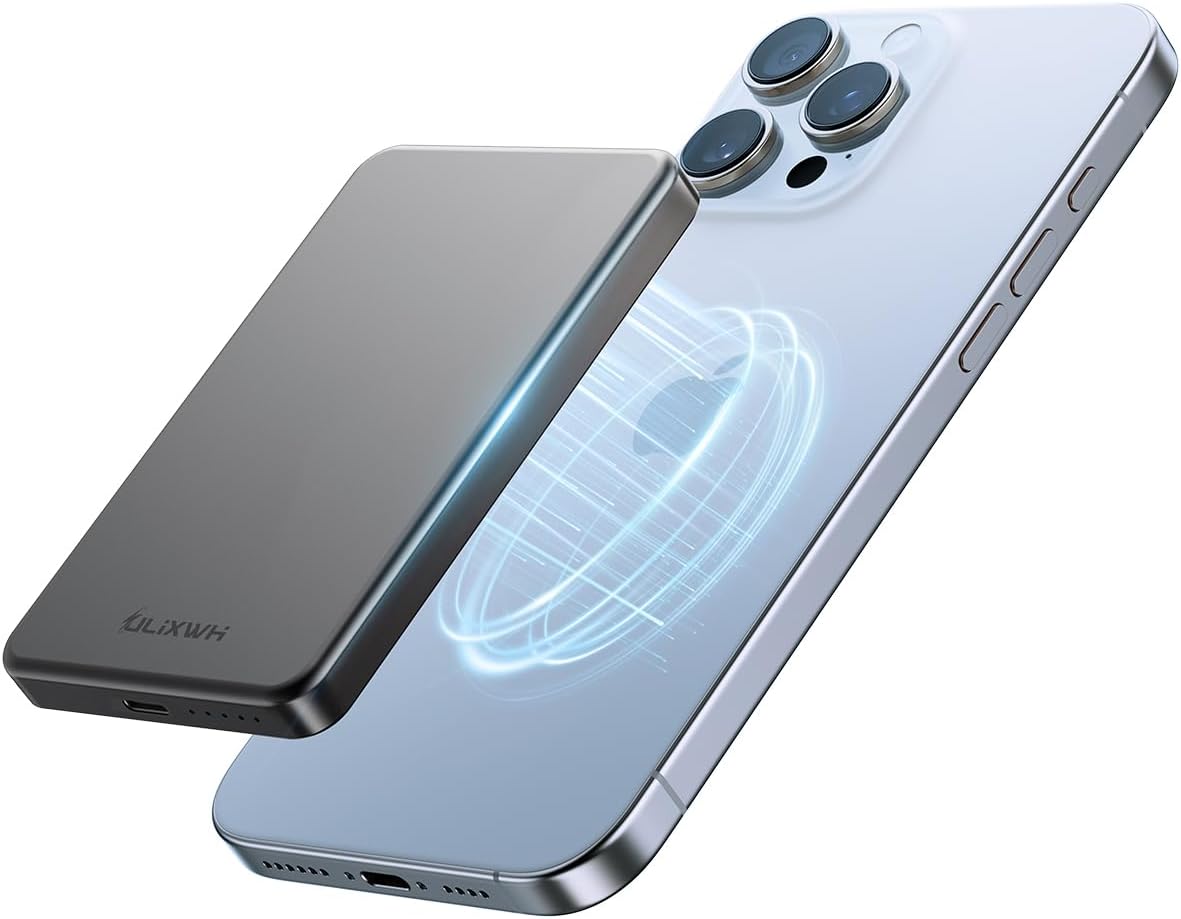10,000mAh MagSafe Power Bank Ultra Slim, Magnetic Wireless Charger with USB-C Cable, Fast Charging Portable Battery for iPhone 16/15/14/13/12 Series, All-Metal Design