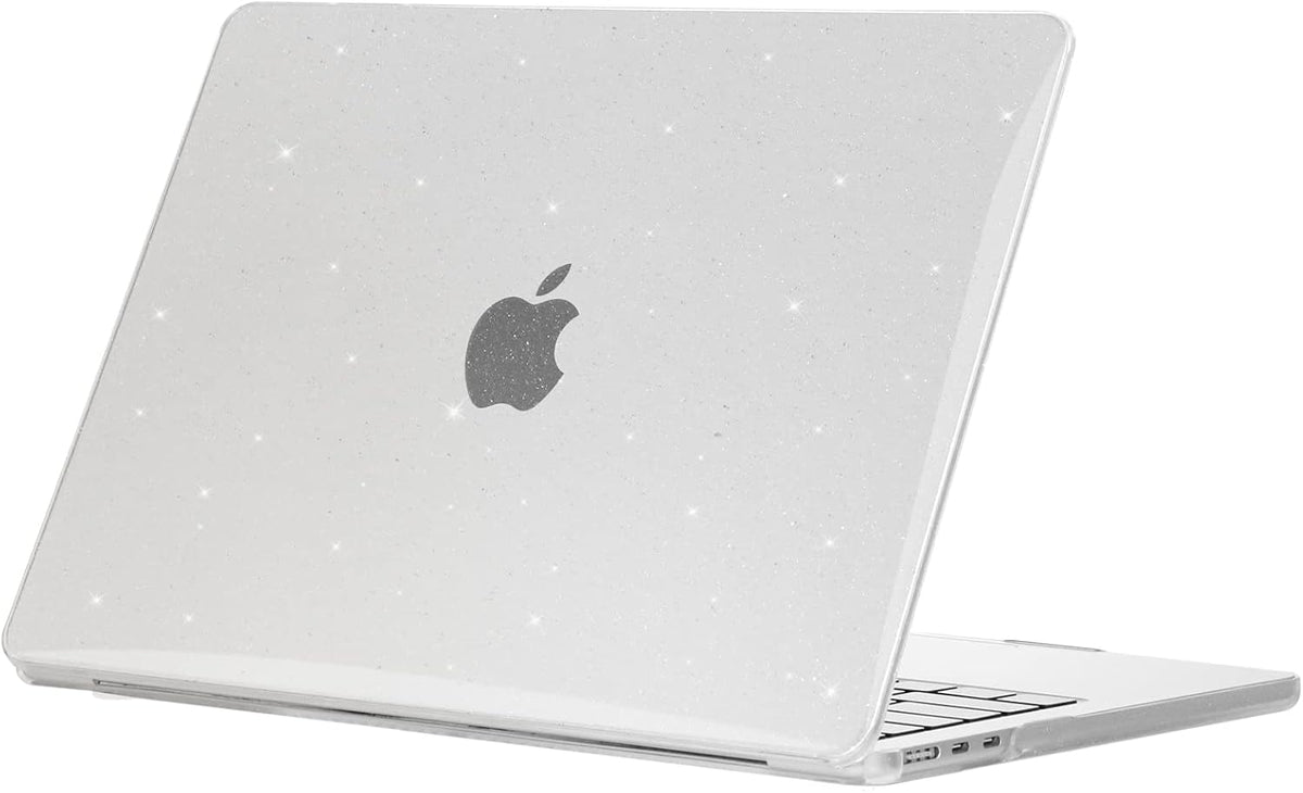 Sparkly Clear Case for MacBook Pro 13 inch M2 M1 A2338 A2289 A2251 A2159 A1989 A1706 2023-2016 Release with Touch ID, 6 in 1 Glitter Plastic Hard Shell&Keyboard Cover&Screen Protector&Webcam Cover