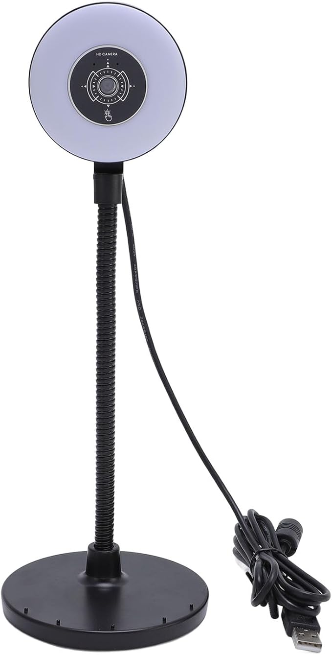 Dpofirs Webcam with Light Built in Mic 5MP Webcam with Fill Light 3 Color Modes for Online Learning