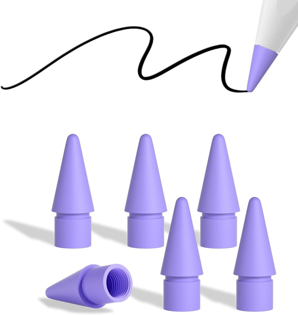 Replacement Pencil Tips for Apple Pencil Pro, Pen Tips for Apple Pencil 2nd Gen/1st Gen/USB-C, Wear-Resisting Pencil Nibs with Storage Box, Pen Nibs Set Compatible with Apple Pen (6 Pack, Purple)