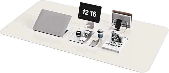 YSAGi Non-Slip Leather Desk Pad XL Size, Waterproof Laptop Computer Desk Keyboard Mat, Table Protector Blotter Mat, Large Mouse Pad for Office/Work/Home/Decor(Apricot Gray, 47.2" x 23.6")-No Band